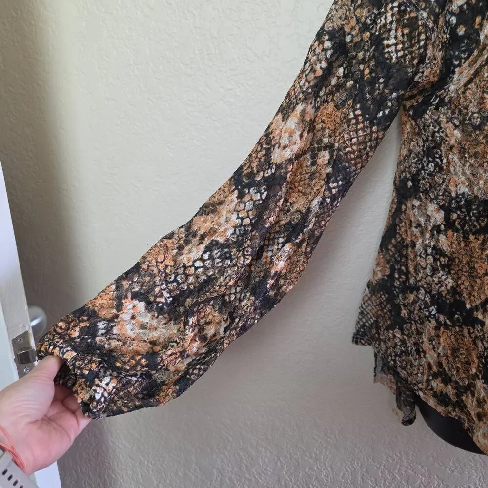 Free People Out For The Night Sheer Snakeskin Top